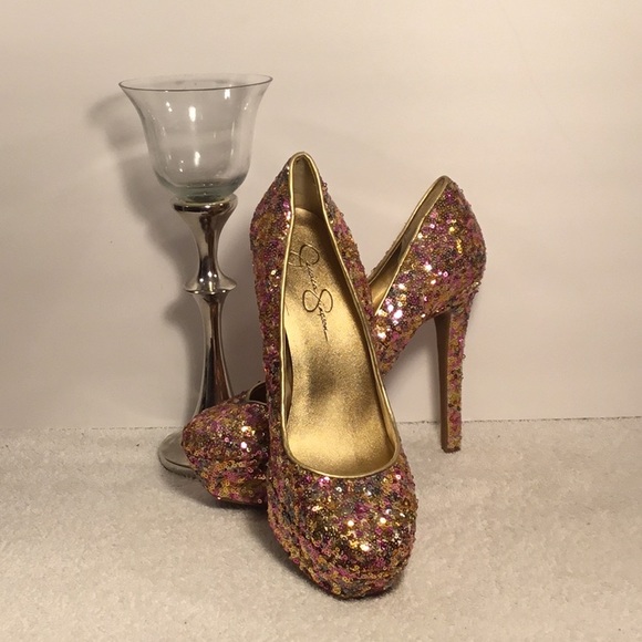 Jessica Simpson Shoes - ❤️💛💙JESSICA SIMPSON SEQUIN PLATFORM HEELS💙💛❤️